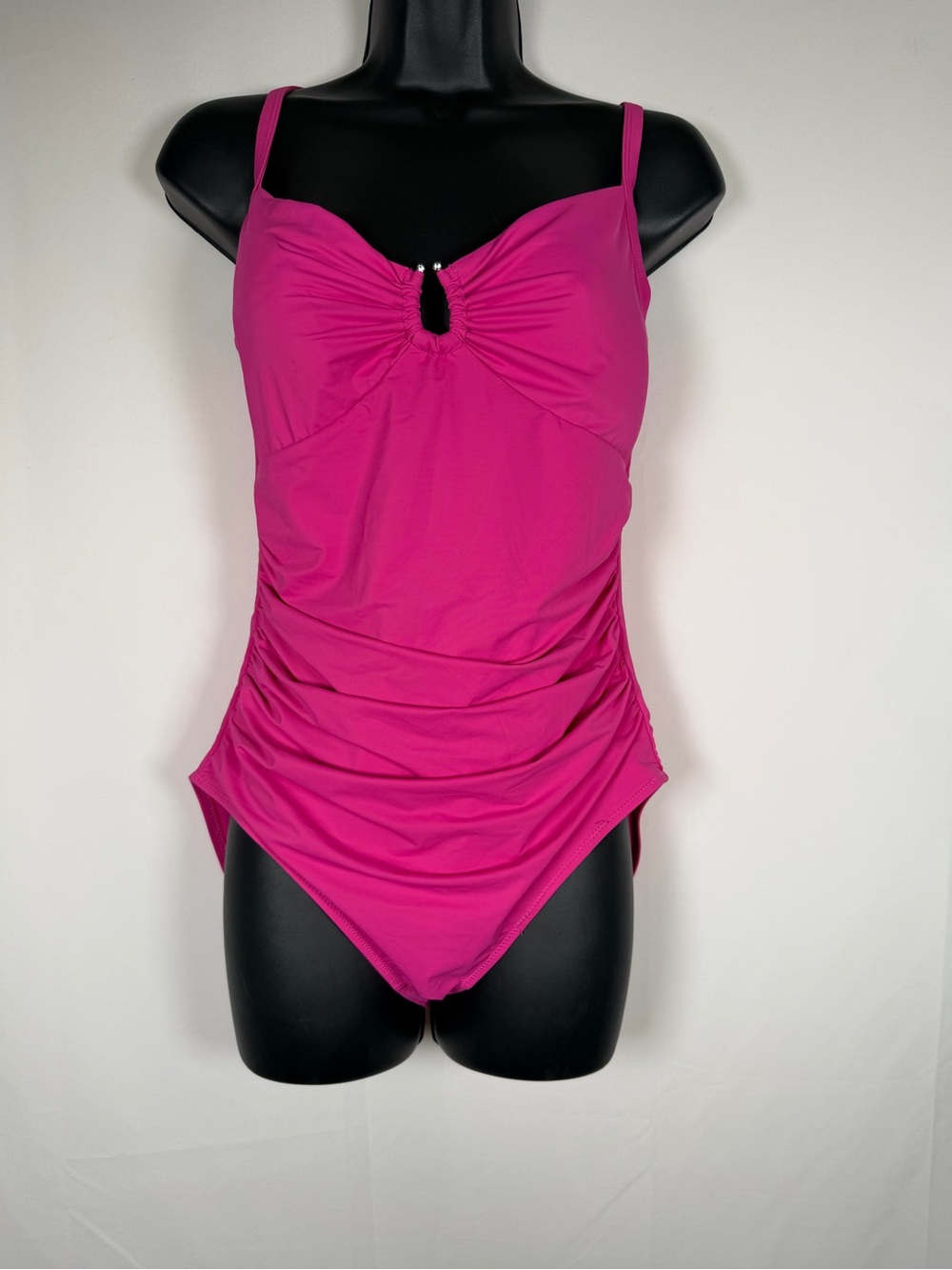 Fuchsia Shaping One-Piece Swimsuit with‎ Ruched Waist